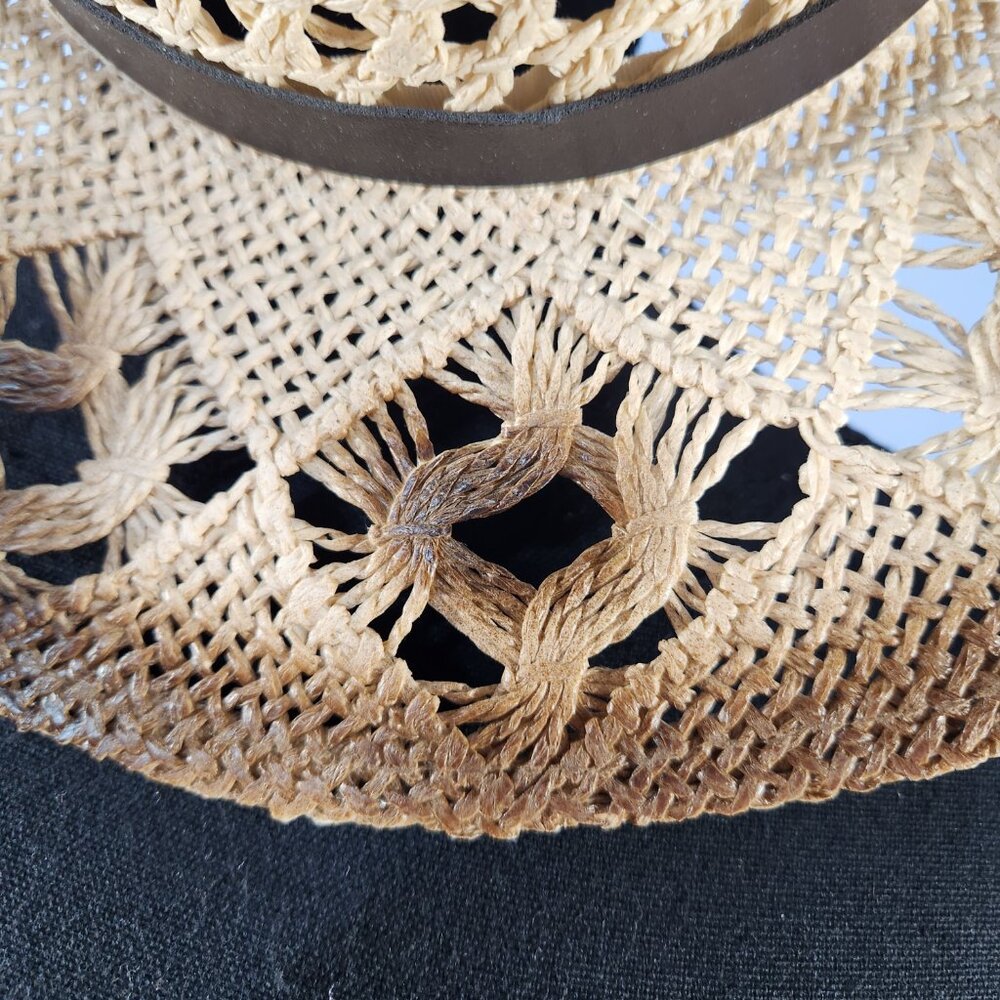 Jacobson Hat Co. Vented Seagrass Western Brown Band Straw Hat - Picture 4 of 6